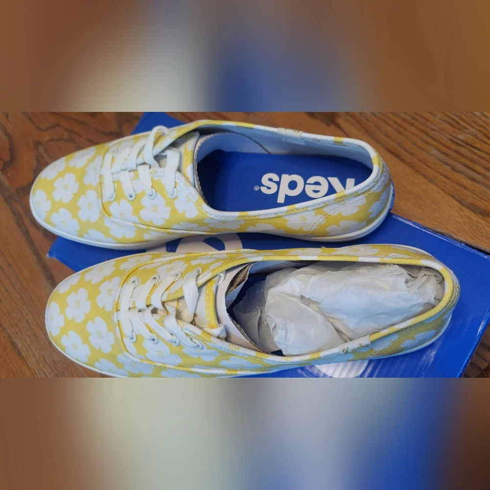 Keds Yellow and White Floral Sneakers Womens Size 8.5 - Picture 6 of 9